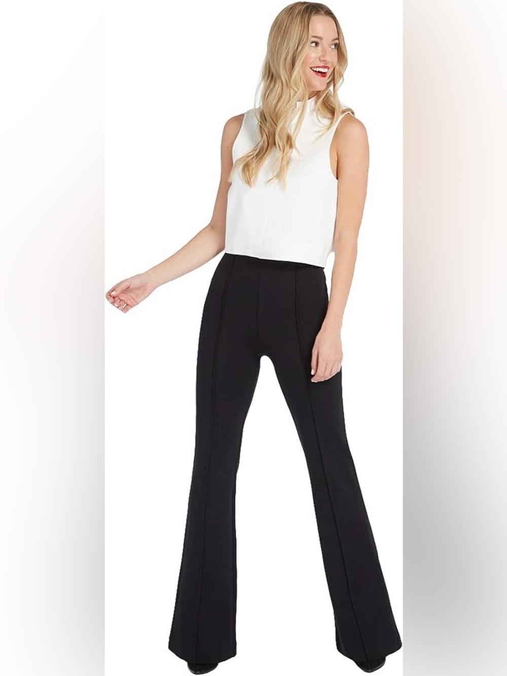 NWT SPANX The Perfect Classic Black High-Waisted Flared Trousers Size Medium
